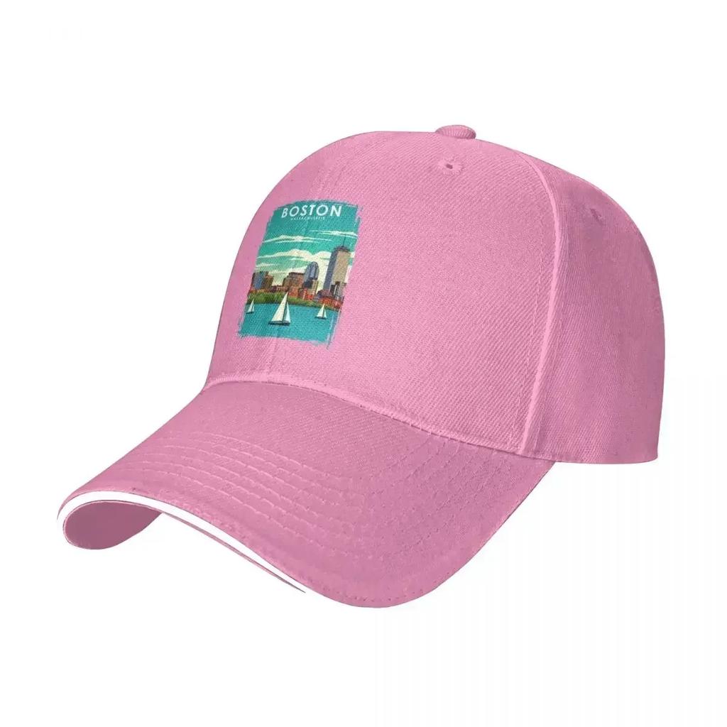 Boston Massachusetts Vintage Minimal Travel Poster Baseball Cap cute Beach Bag Gentleman Hat Men Golf Wear Womens