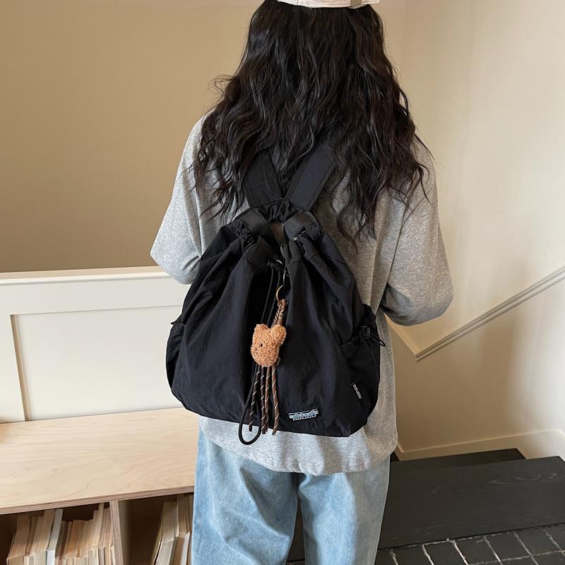 Tote Bag Women's Drawstring Backpack Large Capacity Lightweight Commuter Portable Shoulder Bag