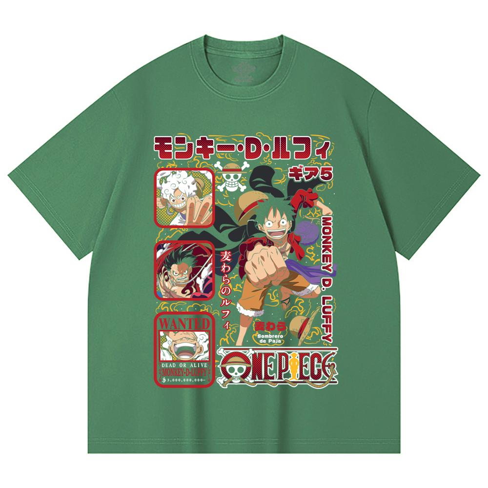 230 Gsm 100% Cotton One Piece V78 Luffy Print Unisex Heavy Cotton T Shirt