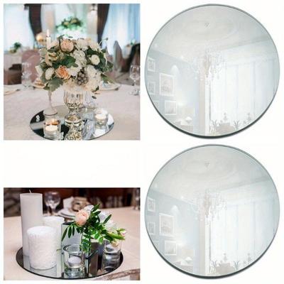 6 stücke Acryl Runde Hochzeit Spiegel Wand Klebte Party Hochzeit Tisch Kerze Tablett