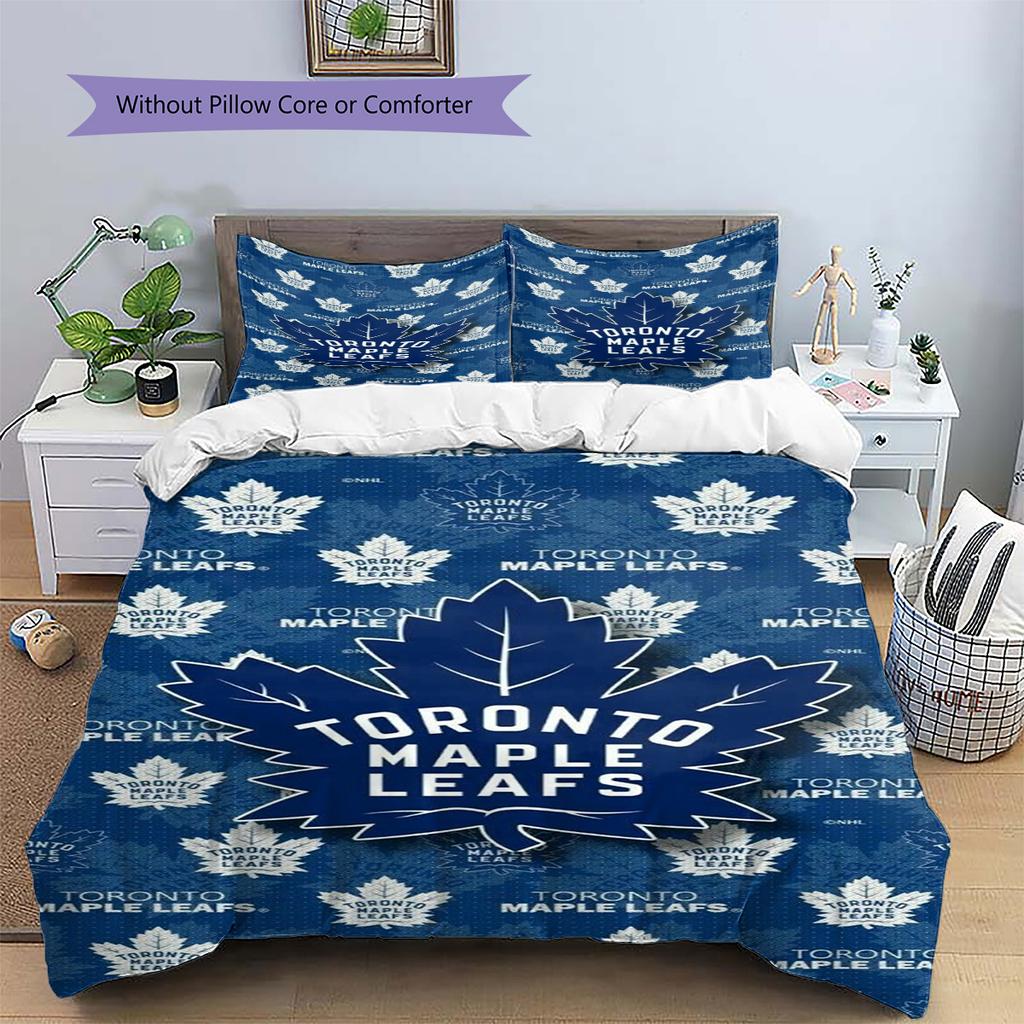 Set Biancheria da Letto con Motivo Toronto Maple Leafs Copripiumino Federa Decorazione per la Casa Regalo (1 * copripiumino + 2 * federa, senza nucleo)