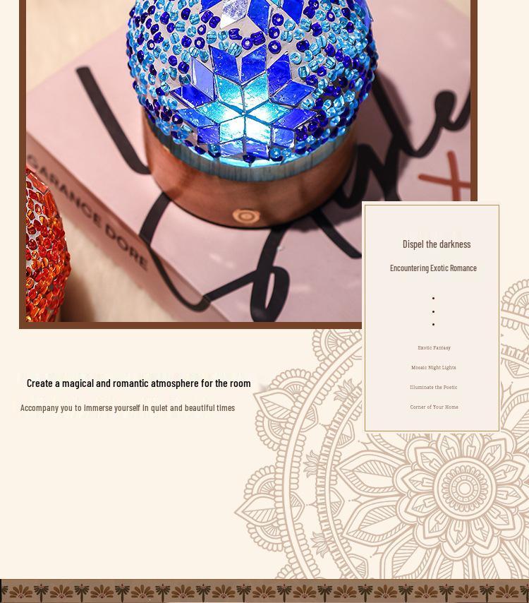 Bohemian LED Night Light - USB Rechargeable Moroccan Glass Lamp