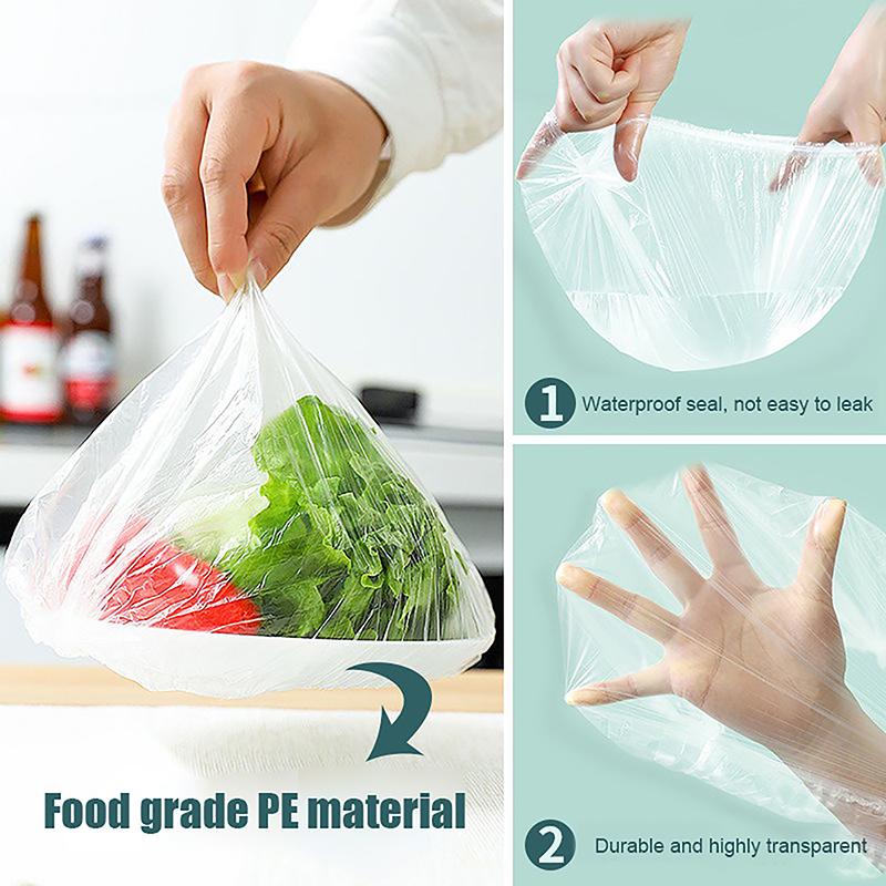 50Pcs Disposable Food Cover Kitchen Packaging Storage Bags Plastic Elastic Wrap Food Covers Fresh-Keeping Lid Plate