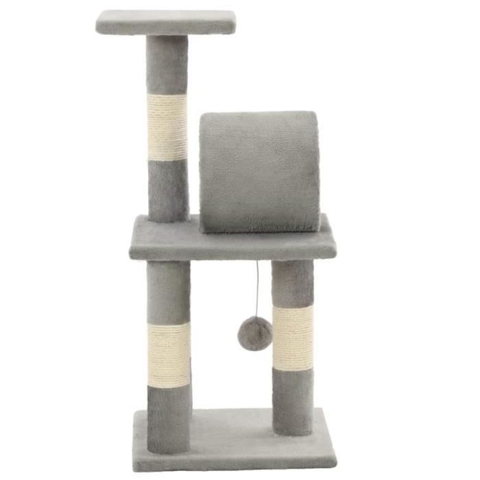 VidaXL Arbre à chat avec griffoirs en sisal 65 cm Gris