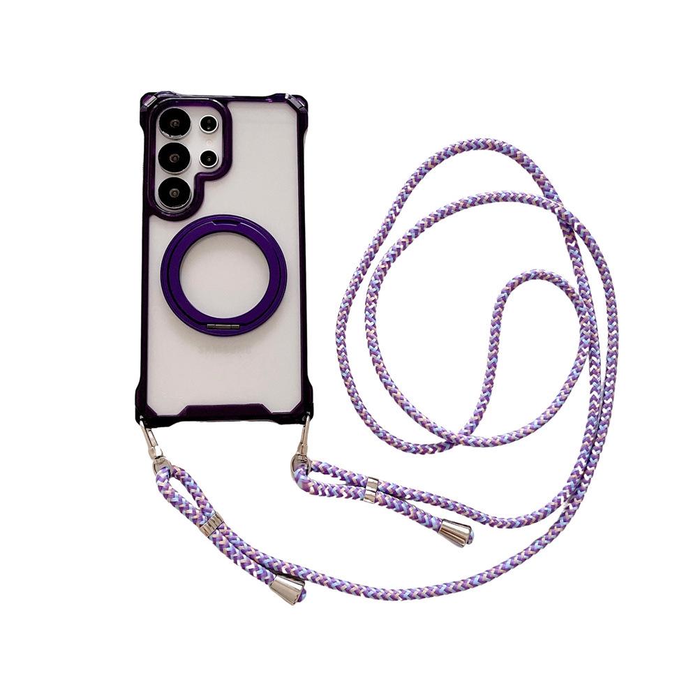 Adjustable Crossbody Lanyard Phone Case for Samsung S26/Apple iPhone 16 Pro Max with Stand & Drop Protection