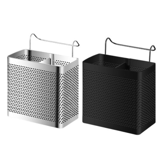 Chopstick Holder Stainless Steel with Double Compartment Organizer Ventilation Drainage Rust-Resistant Container for Kitchen Countertop