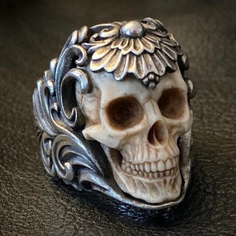 Adjustable Skull Head Hip Hop Celtic Knot Retro Viking Men s Ring resizable
