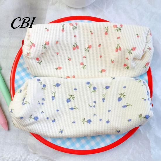 Girls Pencil Case Cute Floral Case, Mini Cotton Pouch for Pens Pencils Erasers, Lightweight Zipper Storage Bag Students, Kawaii Stationery Organizer