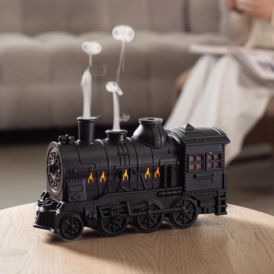 Essential Oil Vaporizer for Relaxation Vintage Steam Train Aroma Diffuser, 300ml Ultrasonic Cool Mist Humidifier with Dual Diffuser Home LED