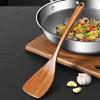 2 Pack Long Handle Wood Cooking Utensils Wood Spatulas Flat Turner Frying Spatula Wood Texture for Seamlesses Cooking