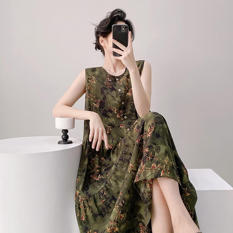 1011 new cotton and silk nightdress fairy style thin large size sweet and cute style long dress loungewear can be worn outside