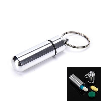 Mini Waterproof Aluminum Medicine Pill Bottle Box Case Holder Container Keychain