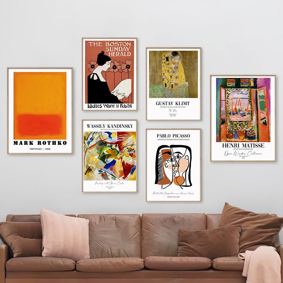 Henri Matisse Picasso Mark Rothko Kanagawa Wellen Wandkunst Leinwand Malerei Poster und Drucke Wandbilder für Wohnzimmer Dekor
