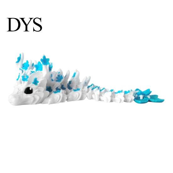 Flexible Fantasy Animal Toy 3D Printed Cherry Blossom Dragon Toy, Articulated Flower Figurine, Floral Ornament Movable Joints Mythical Creature Model
