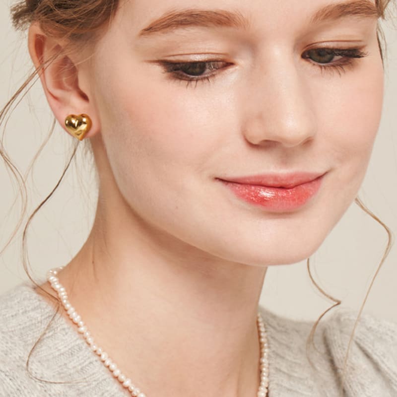Murmur [925silver]Volume Heart Stud Earring