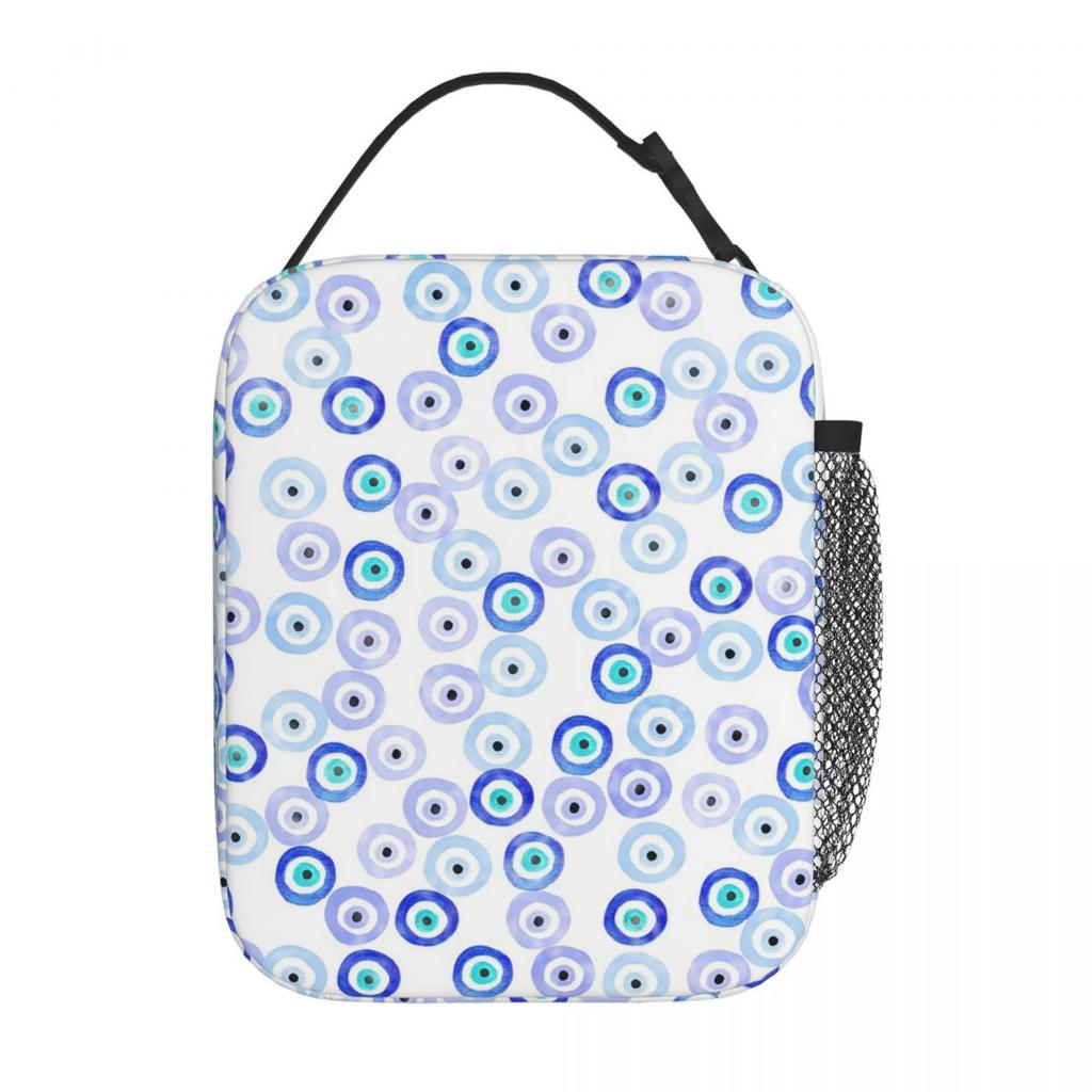 Watercolor Evil Eye Nazar Painting Insulated Lunch Bag for Women Kids Portable Food Boxes Thermal Lunch Box Tote