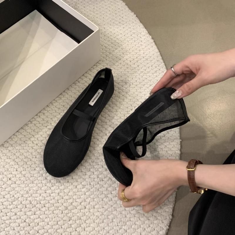 Fashion New Autumn Mesh Fabric Ballet Flat Shoes Fashion Shallow Band Ladies Comfort Soft Sole Mary Jane Flats Shoes Women Zapatos Mujer