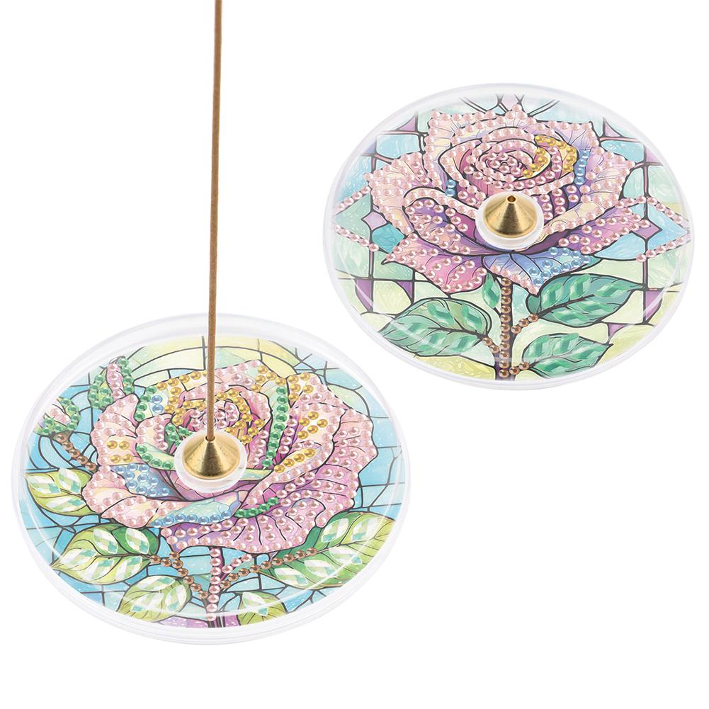 2Pcs Acrylic Special Shaped Exquisite Pattern Diamond Painting Incense Holder Diamond Painting Aroma Stand for Yoga Meditation