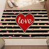 1pc Love Heart Door Mat – Striped Pattern with Red Heart, Soft Entryway Mat for Bedroom, Kitchen