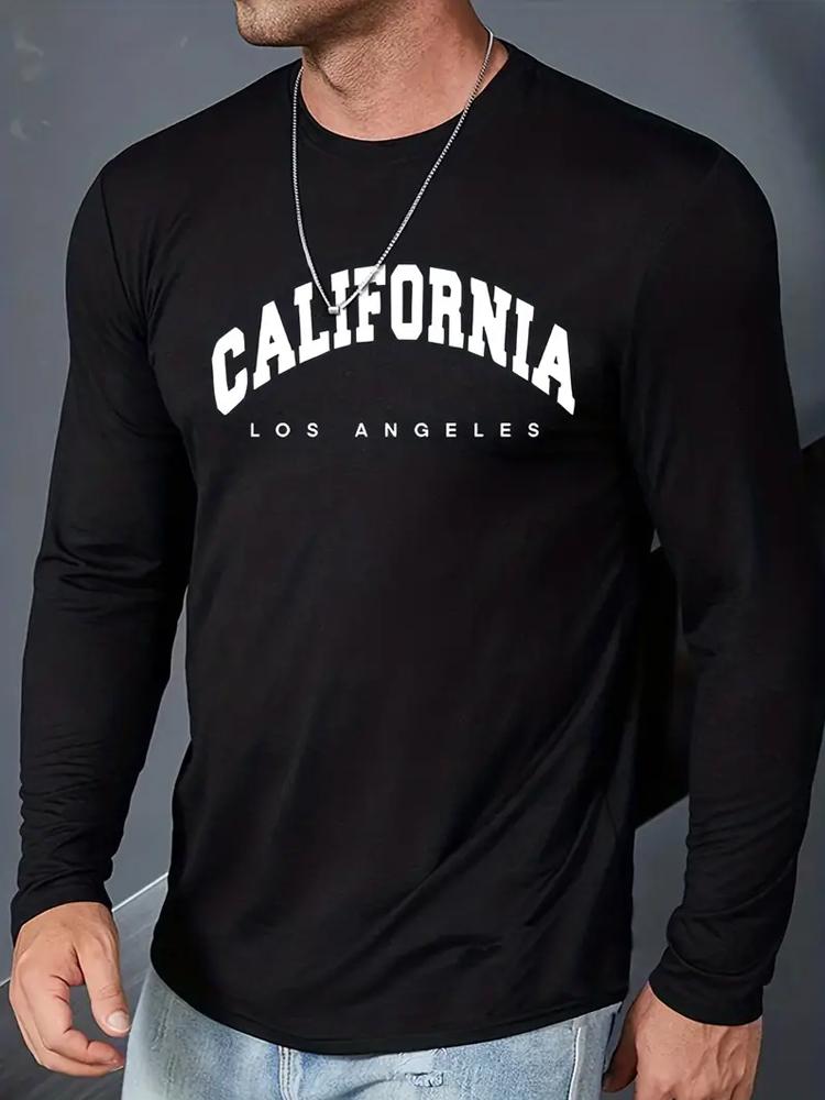 Kalifornské tričko s dlouhým rukávem a kulatým výstřihem Stylové ležérní oblečení Pohodlný střih Celoroční polyester