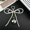 Double-layer Sweet Lovely Beaded Bowknot Heart Keychain Pendant Hanging Decor Keyring Lanyard Phone Charm Bag Pendant Supplies