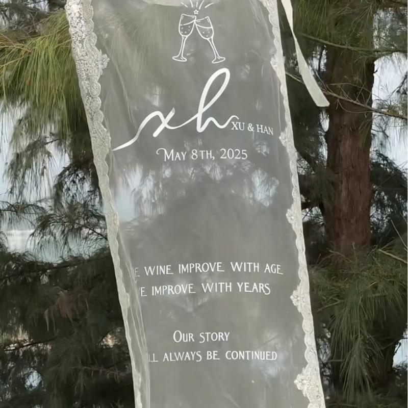 Lace Yarn Wedding Welcome Sign Photo Backdrop Prop