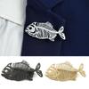 Plated Hollow Fish Bone Brooch Elegant Corsage Pin Stainless Steel Brooch  Clothes Accessories
