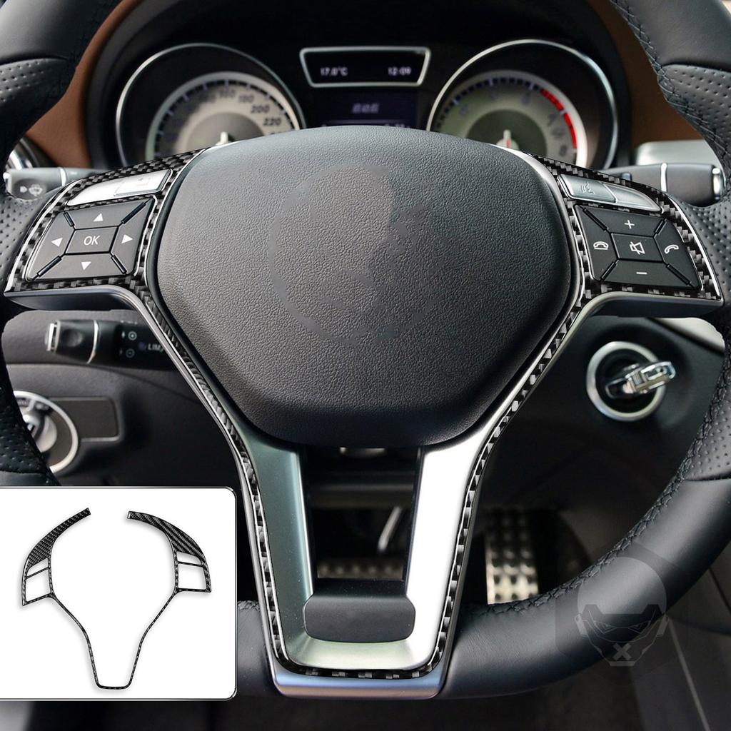 Real Carbon Fiber Car Accessories Driver Wheel Button Trim Cover Soft Sticker For Mercedes CLA C117 2014-2018 GLA X156 2015-