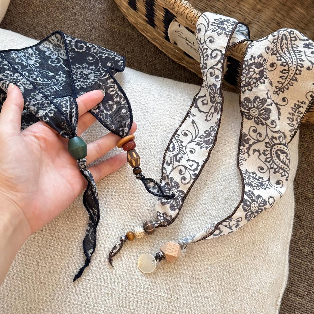 Bohemian Style Retro Printed Silk Scarves Temperament Elegant and Fashion Scarf Headscarf Women Girls Waist Styling Accessories
