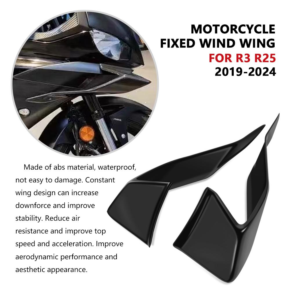 Für Motorrad Abtrieb Naked Frontspoiler Winglet Aerodynamischer Flügel YZFR3 2025 2024 YZFR25 YZF R3 R25 2025 2019-2024