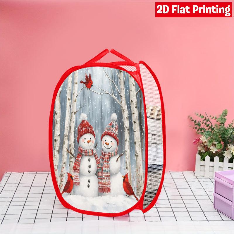 1Pcs Christmas Cardinal Pop-Up Laundry Hamper Expandable Mesh Hamper Basket for Room Bedroom Bathroom Organization Contemporary Storage