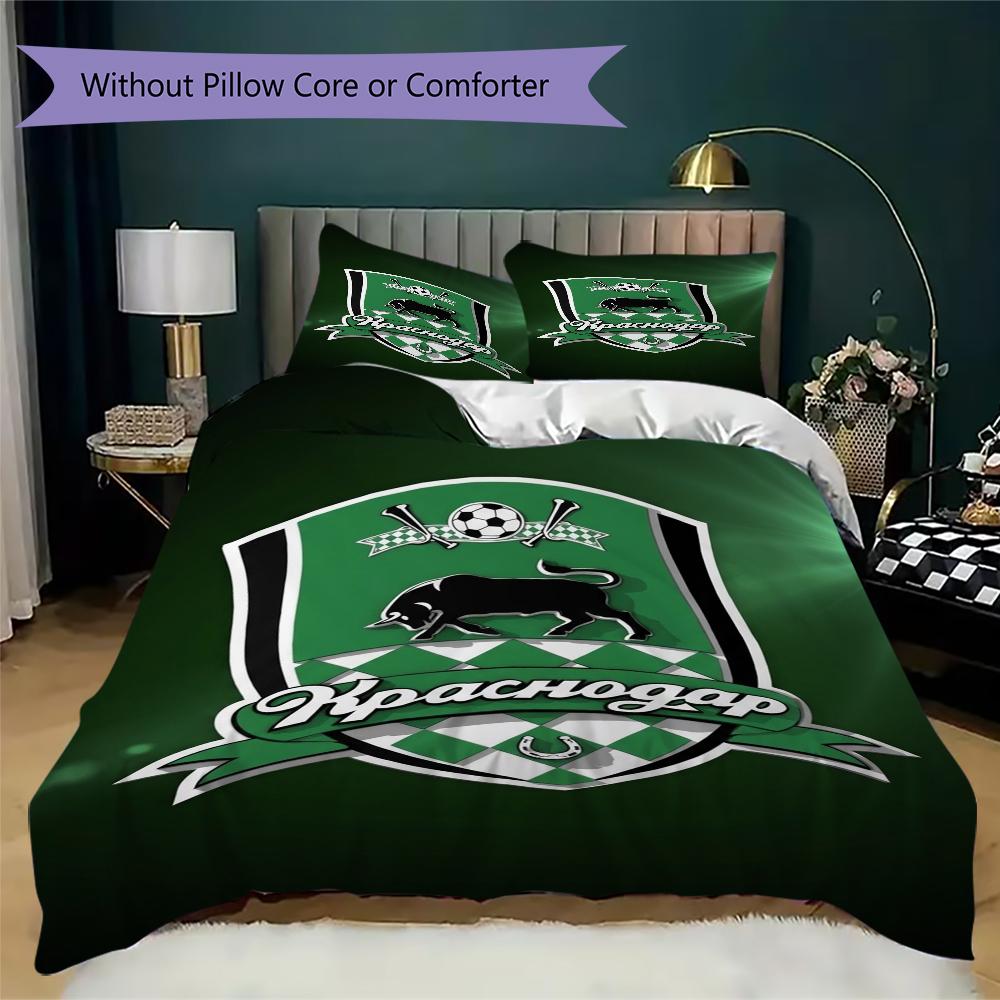 Fc Krasnodar Pattern Bedding uilt Set uilt Cover Pillowcase Home Decoration Birthday Gift (1*duvet cover + 2*pillowcase without core)