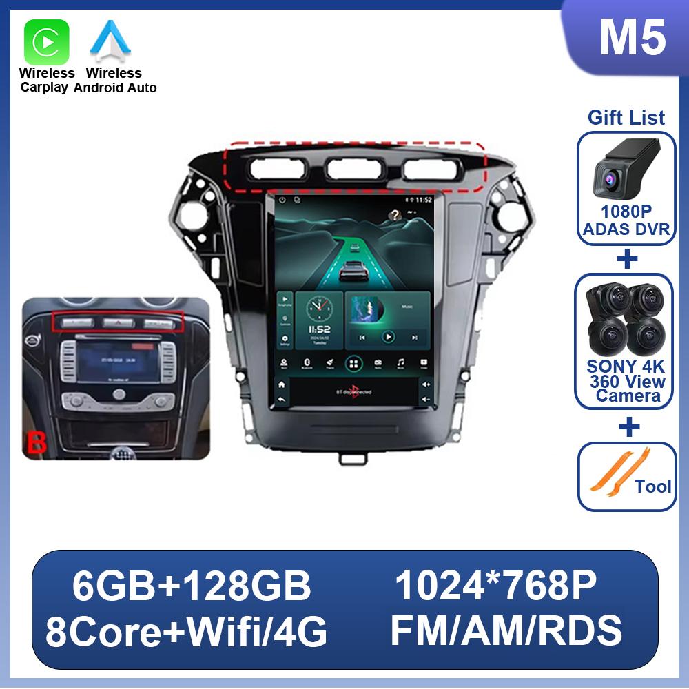 9.7 Inch Android 14 For Ford Mondeo MK4 2011-2013 For Tesla Style Car Radio Video Player No 2 Din Bluetooth 8 Core GPS Carplay