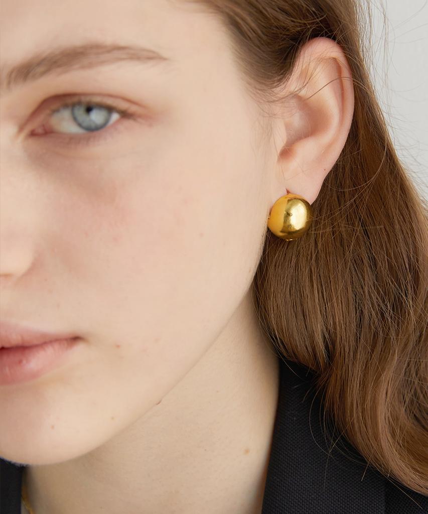Halden One Touch Ball Earrings (E005_Gold Large)