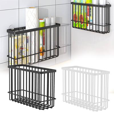 1PC Organizer Rack Uchwyt na folię kuchenną Montowany na ścianie w lodówce Półka boczna Metalowe kosze do przechowywania