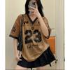Women's casual sports jerseys, street sportswear, women's retro fashion versatile tops
