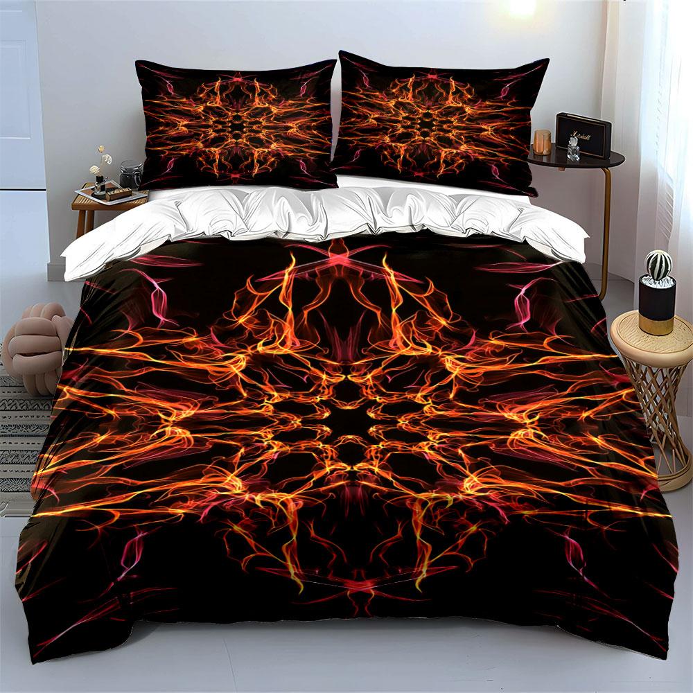 Fiery symmetrical flame patterns. Bedding sets Duvet cover sets Duvet covers Pillowcases(1* Duvet Cover 2* Pillowcases without duvet insert)
