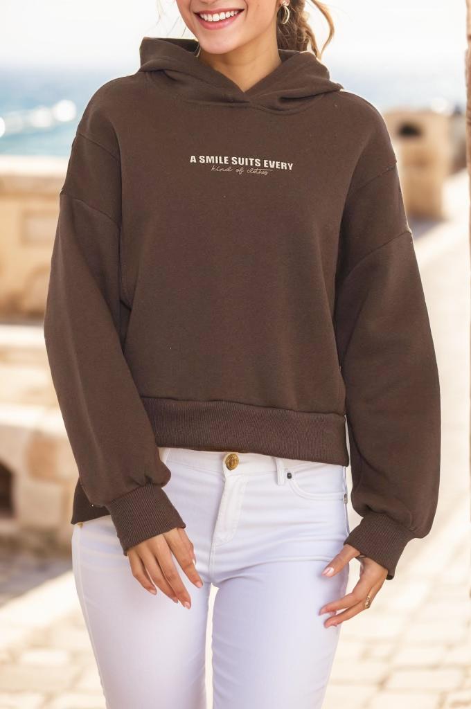 

Printed Hooded Sweat Brown