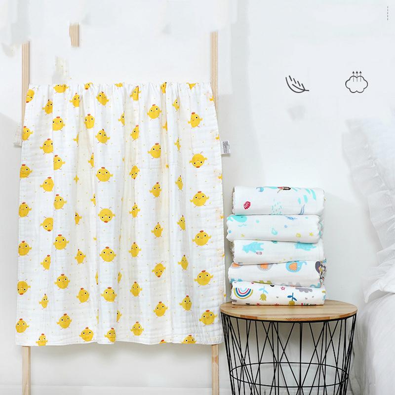 Baby Bath Towel Cotton Baby High-density Gauze Children's Quilt Six-layer Washed Cotton Cartoon Children's Quilt Printed