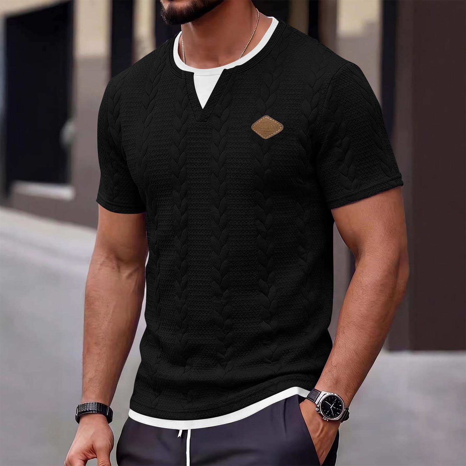 Men s Summer Short Sleeve Shirt Men s Casual Fashion Short Sleeve Shirt L чёрный