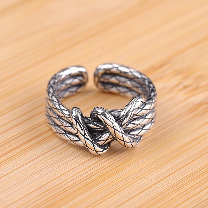 Three-thread Woven Twist-shaped Open Ring, Personalized Fashion and Exquisite Accessories Gift
