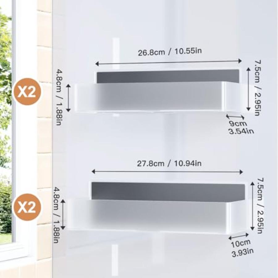 Magnetic Spice Rack for Refrigerator Kitchen Organizer and Storage Shelf Clear 4 Pack