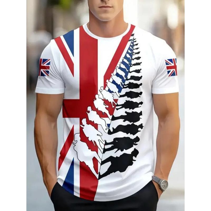European and American Cross-border Amazon's New Summer Casual Men's Clothing 3D Digital Printing Five-pointed Star Quick-drying T-shirt