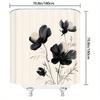 Black & White Poppies Bath Curtain-Minimalist Floral Design,Soft Petals on Cream, Polyester,Machine Washable,Elegant Bath Decor
