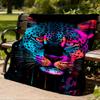 1pc Leopard Print Throw Blanket Polyester Fiber, Lightweight Flannel, Soft & Warm, All Season Use for Outdoor, Camping Digital Print