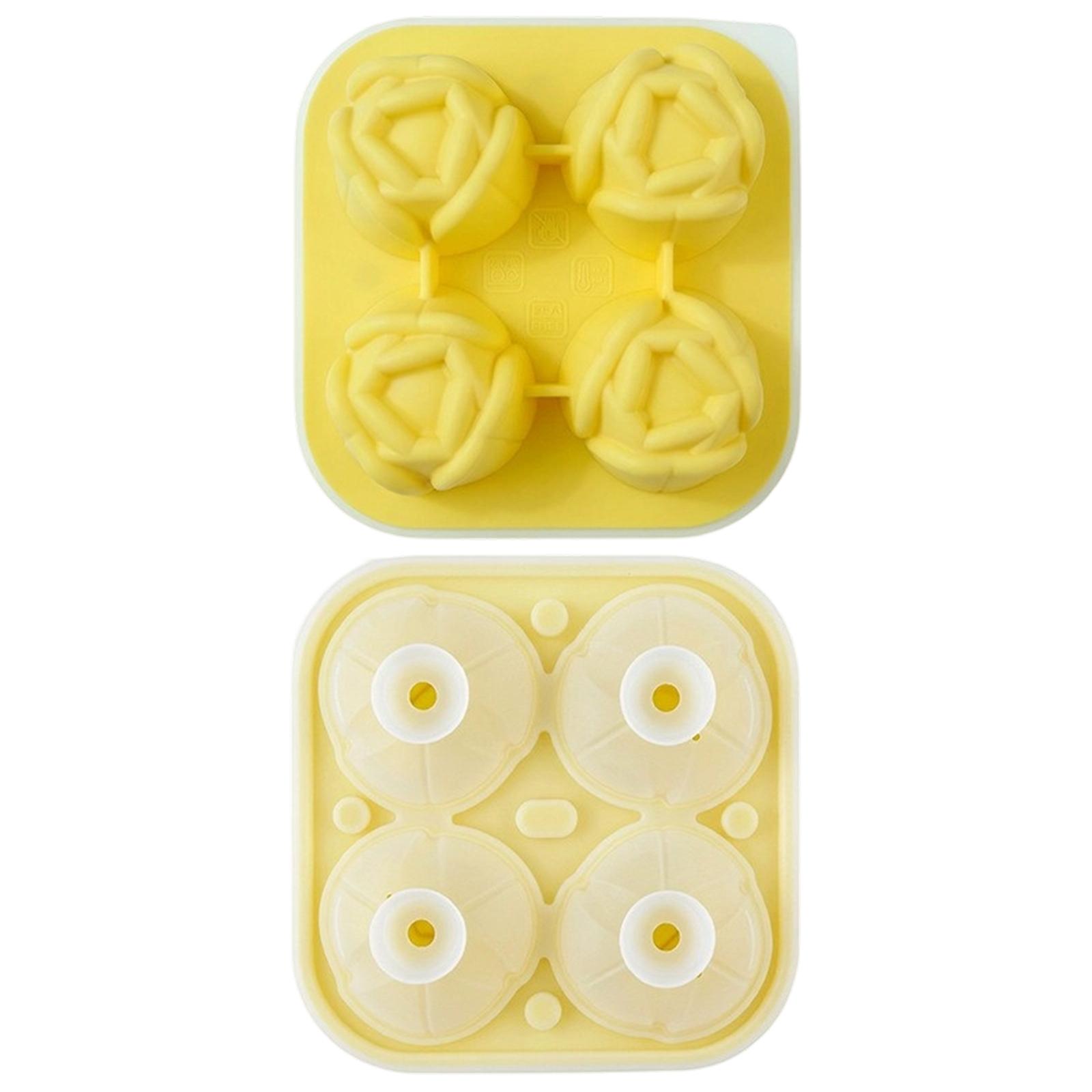 

Single-Cavity Rose Silicone Ice Cube Mold Multi-Color Food-Grade Easy Demolding Practical Convenient For Drinks Desserts жёлтый