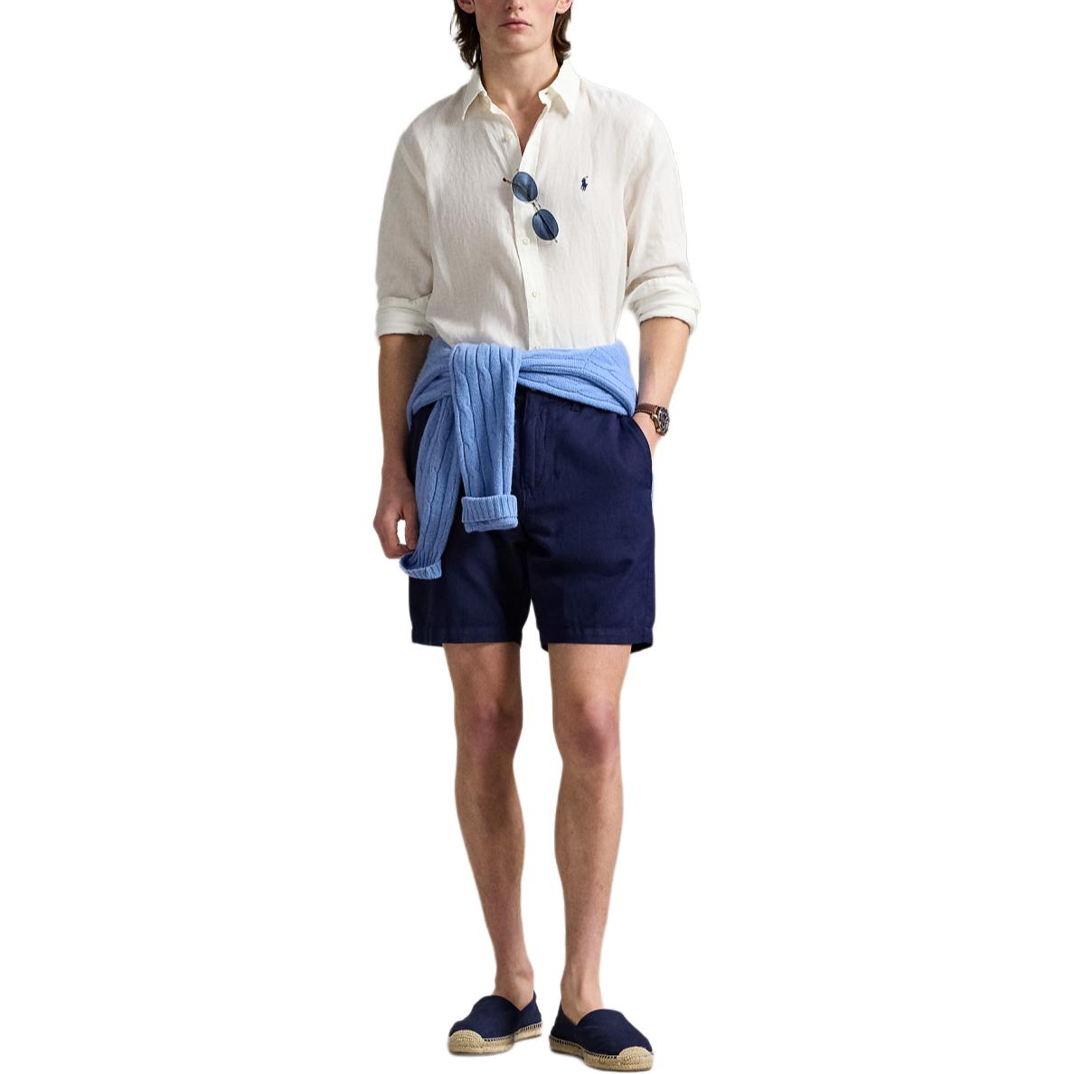 

Polo Ralph Lauren Однотонная льняная рубашка с длинным рукавом Классическое издание Мужские рубашки Белый MNPOWOV16824311-100 L