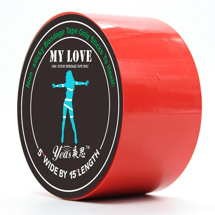 Whole Body Restraint Electrostatic Tape Open Restraint Belt Bondage Harness with Wrist Cuffs BDSM Sex Position Aid Adult Sex