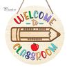 Classroom Decor Sign Wooden Welcome for Door, to Our Round Front Door Hanging Hanger, Sign, Back School Preschool Decoration Hanger