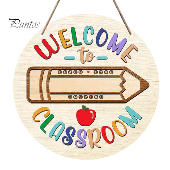 Classroom Decor Sign Wooden Welcome for Door, to Our Round Front Door Hanging Hanger, Sign, Back School Preschool Decoration Hanger